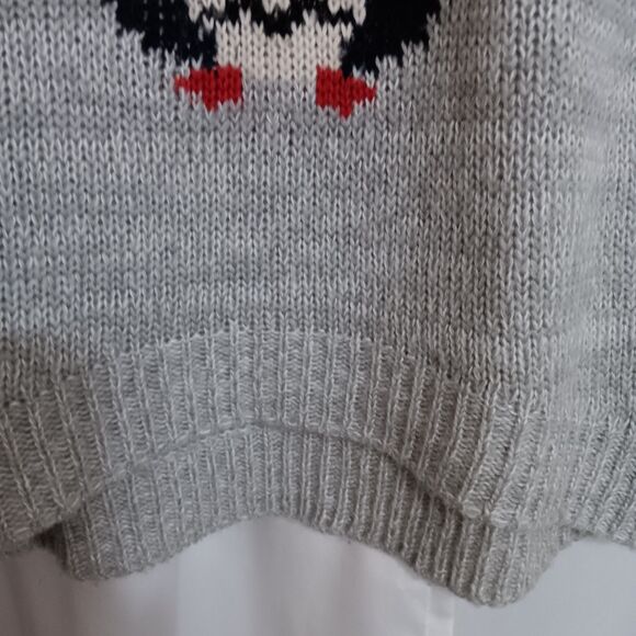 Rewind Owl Face Knit Sweater Sz S Gray -Crew Neck -Soft -Long Sleeve - Picture 5 of 11